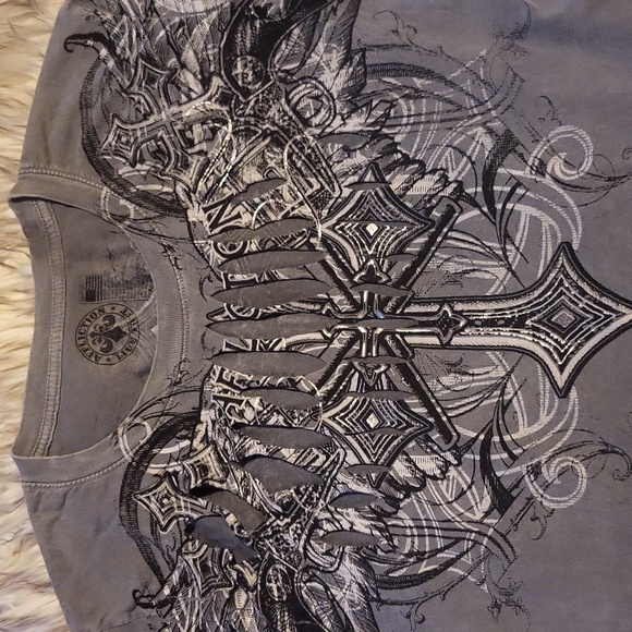 Affliction Womens Tshirt L Gray - Picture 2 of 8